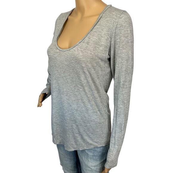 J. Crew Prima Jersey Cotton Drapey Top Gray Long Sleeve B4720 Size S - Picture 4 of 10